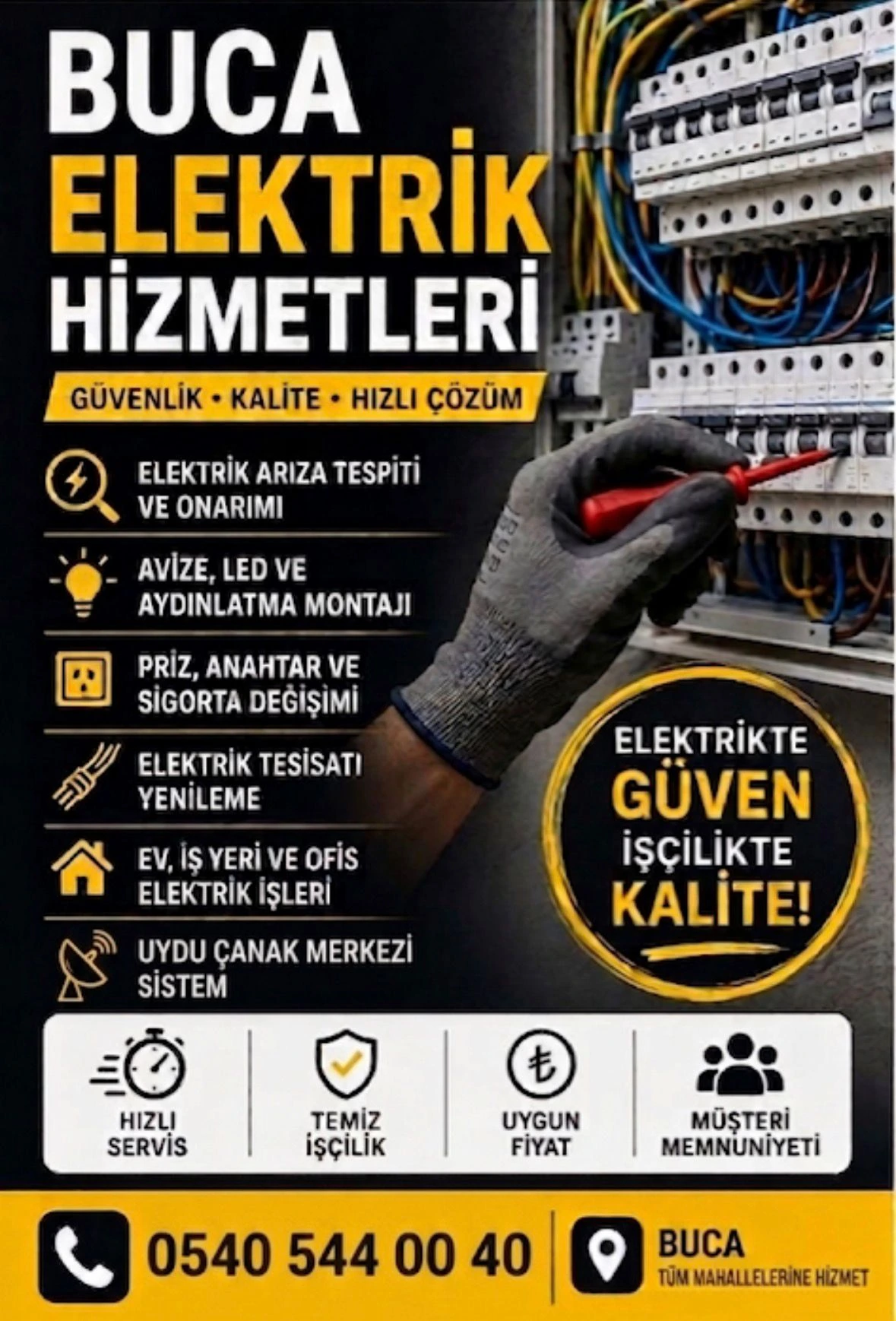Buca Şahin Elektrik hizmetleri afişi